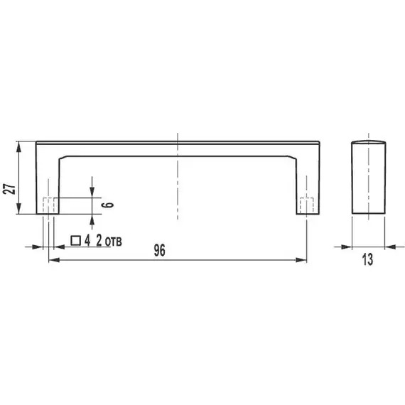 Ручка скоба для мебели Валмакс S-155 096 Ni, 96 мм, ni. - 1