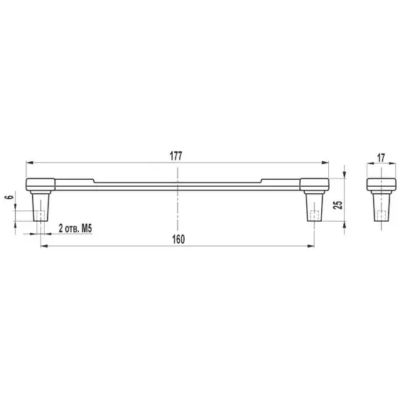 Ручка скоба для мебели Sagittario FS-125 160 Cr, 160 мм, хром глянцевый. - 1