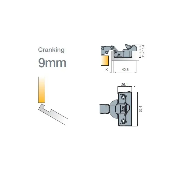 Петля мебельная Titus T-Type Noir Glissando угловая 45 градусов с доводчиком 110/45/17 мм для машинной установки. Арт: 701-0C78-668-00 - 2