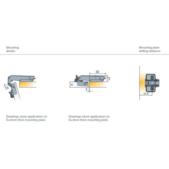 Петля мебельная Titus T-Type Noir Glissando для фальшпанели с доводчиком 110/48/17 мм для машинной установки. Арт: 701-0D38-668-00 - 2