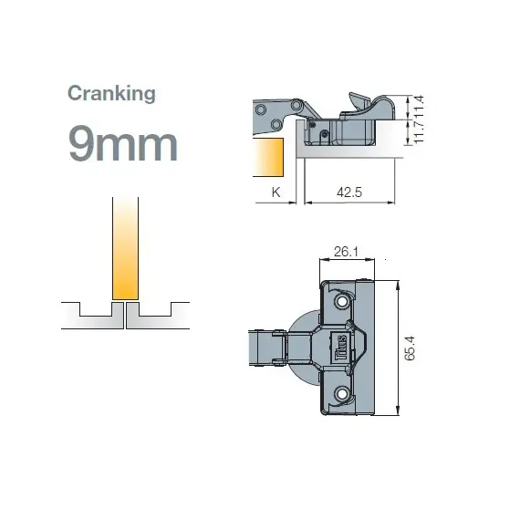 Петля мебельная Titus T-Type Noir Glissando 90 градусов с доводчиком 110/48/9 мм и cистемой ускоренной сборки Easy-fix арт.701-0CS4-668-00 - 4
