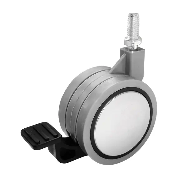 Опора колесная ОКП61М.Х/Т со штырем М10, мягкий ход, тормоз