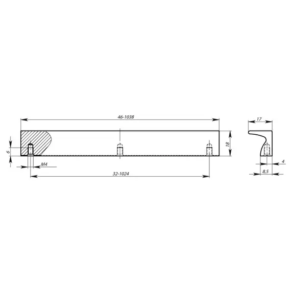 Ручка-профиль PM(022) 00 000 224 черный матовый №9 - 1