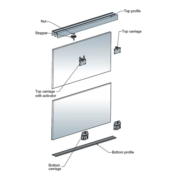 Механизм Set 200s для систем раздвижных дверей с нижним ходом (2 двери) арт.610-9099-040-K1
