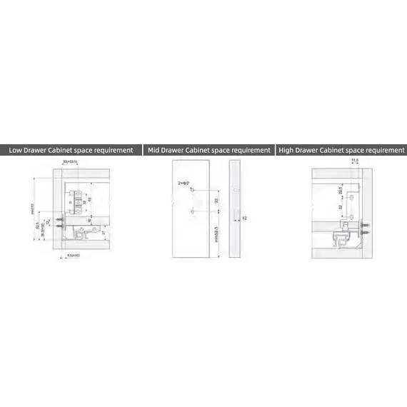 Боковые стенки ящика для направляющих CUBO, 500 мм, h=88 мм, серый арт.681-1500-7035 - 1