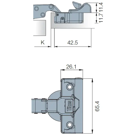 Петля 110/45/5 T-type Glissando с доводчиком установка без инструментов PressTo арт.701-0BT6-054 - 2