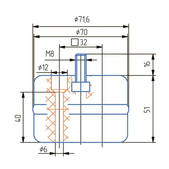 Опора мебельная с молдингом Н 50 мм, коричневый арт.ОМ 51 М корич - 1