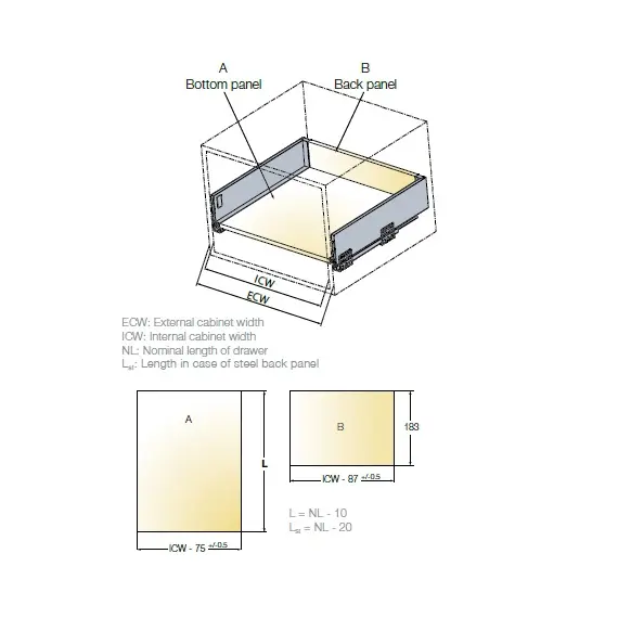 Выдвижной ящик Tekform Slimline Tacto DW182 500 мм, белый арт.655-8H63-150-00 - 2