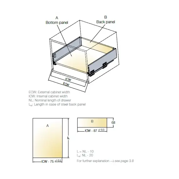 Выдвижной ящик Tekform Slimline Tacto DW70 550 мм, антрацит арт.655-8E64-185-00 - 2