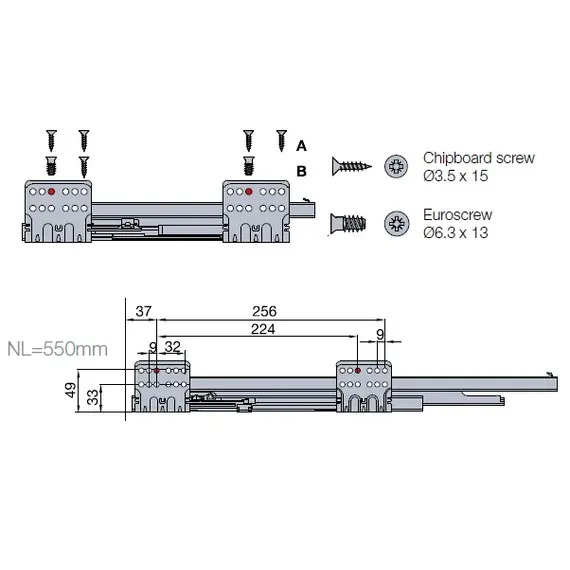 Выдвижной ящик Tekform Slimline Tacto DW70 550 мм, белый арт.655-8E64-150-00 - 3
