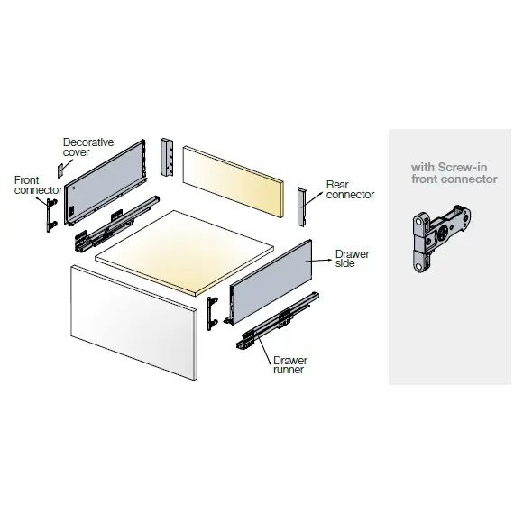Выдвижной ящик Tekform Slimline Tacto DW145 400 мм, белый арт.655-8G61-150-00 - 1