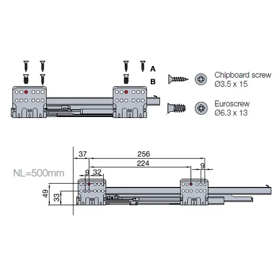 Выдвижной ящик Tekform Slimline Tacto DW70 500 мм, антрацит арт.655-8E63-185-00 - 1