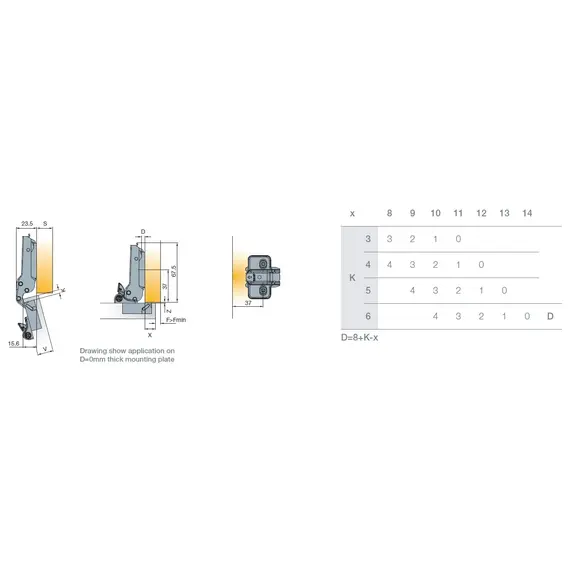 Петля мебельная Titus T-Type Glissando 90 градусов с доводчиком и винтами 110/45/5 мм. арт.701-0BT2-650-00 - 5