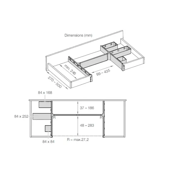 Левый фиксатор рамки для закрывания выреза сифона Banio Ninka, темно-серый арт.5015.11.20181 - 4