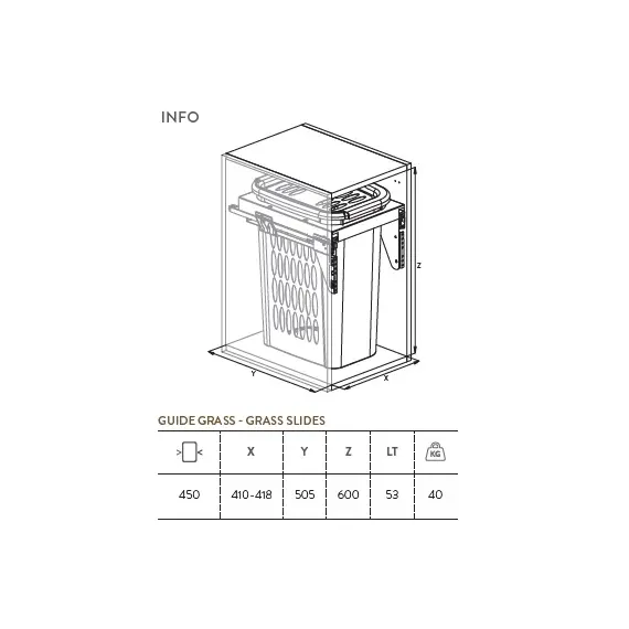 Корзина для белья выдвижная, 53 л, шкаф 450мм арт.590 - 1