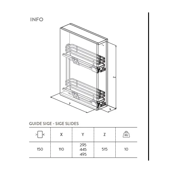 Корзина выдвижная, глубина 500 мм, шкаф 200мм арт.002Plus.SIGE.200 - 1