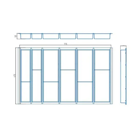 Лоток в ящик 900 мм (2м+4б) 472*775*46, прозрачный - 1