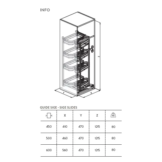 Колонна выдвижная, 8 корзин, шкаф 450мм арт.230BPlus.450 - 1