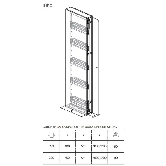 Колонна выдвижная, 5 корзин, шкаф 200мм арт.258Plus.200 - 1