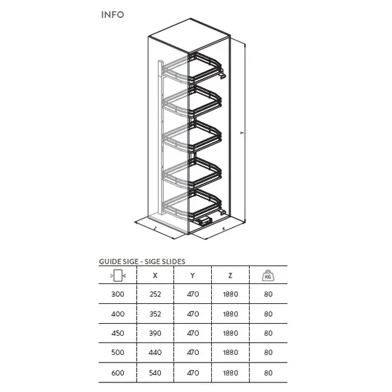 Колонна выдвижная (компл), 5 корзин, шкаф 300мм арт.295Plus.onebox.300 - 1