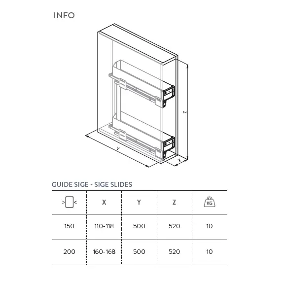 Корзина выдвижная, шкаф 200мм арт.002PRO.SIGE.200 - 1