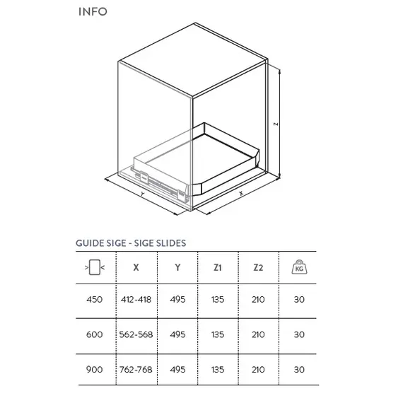 Ящик выдвижной, высота 210 мм, шкаф 600мм арт.119PRO.SIGE.210.600 - 1