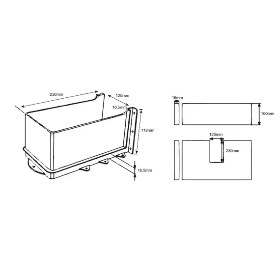 Вырез под сифон 118 мм для ящика SDWD Tekform Slimline, антрацит арт.655-8041-185-00 - 3