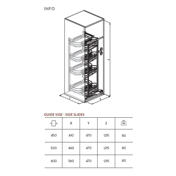Колонна выдвижная, 8 корзин, шкаф 500мм арт.230Bi.500 - 1