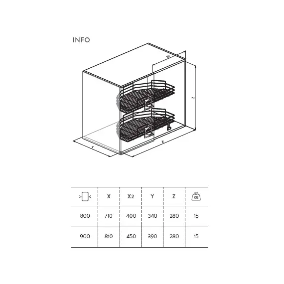 Корзина полукруглая, 2 уровня, 660 x 340 x 100 арт.070.2.660 - 2