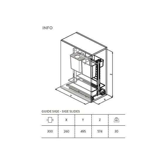 Корзина выдвижная IDEA, шкаф 300мм арт.094G.300 - 1