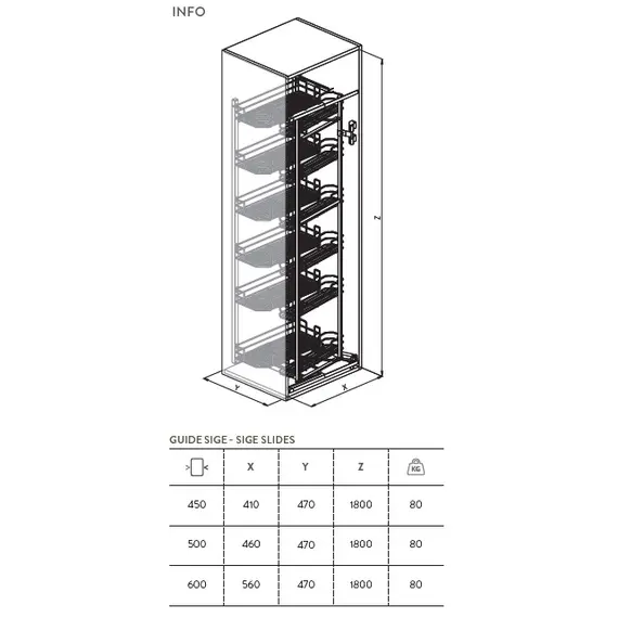 Колонна выдвижная, 12 корзин, шкаф 600мм арт.230A.600 - 1