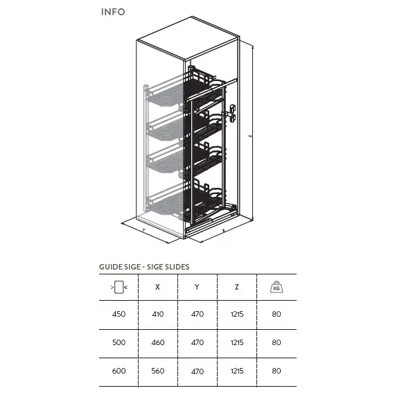 Колонна выдвижная, 8 корзин, шкаф 450мм арт.230B.450 - 1