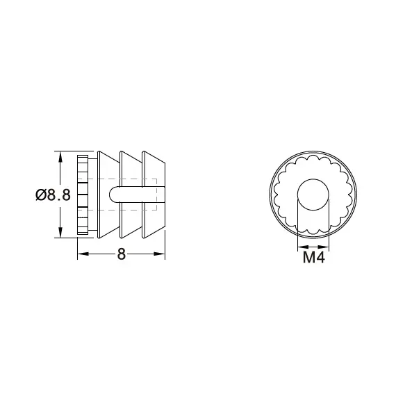 Футорка серии 153, M4, 9х8мм, пластик арт.153-08M4-0808-WH - 1