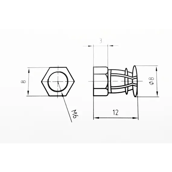 Футорка разжимная латунная M6х12 мм арт.TC82.612.70 - 1