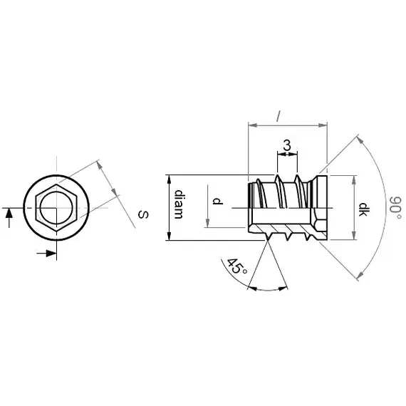 Футорка метал. М6 Х 12 арт.312N106012Z - 1
