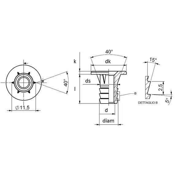 Футорка М6х14 мм (цинк) арт.645C506014Z - 1