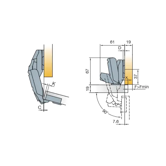 Петля мебельная Titus S-Type 90 градусов 170/48/9 мм. арт.248-0163-050-00 - 3