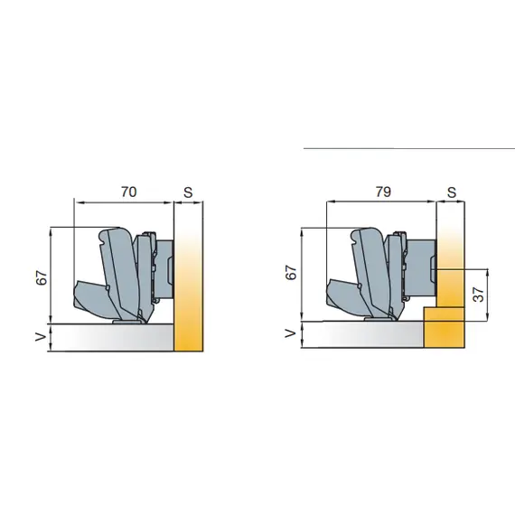 Петля мебельная Titus B-Type 90 градусов 170/48/9 мм. арт.248-0161-050-00 - 3