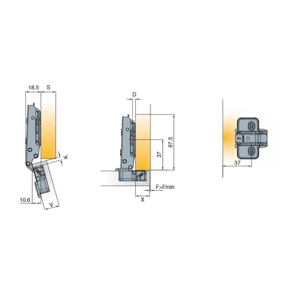 Петля мебельная Titus T-Type 90 градусов 110/45/5 мм. арт.702-0BK0-054-00 - 4