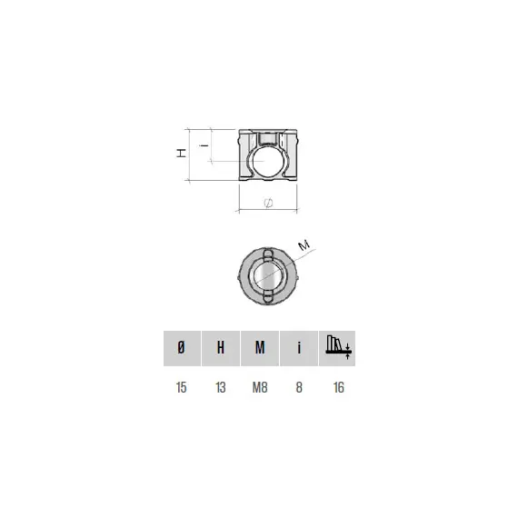 Стяжка-бочонок D15x13 мм М8, цинк арт.BO32ZZ - 1