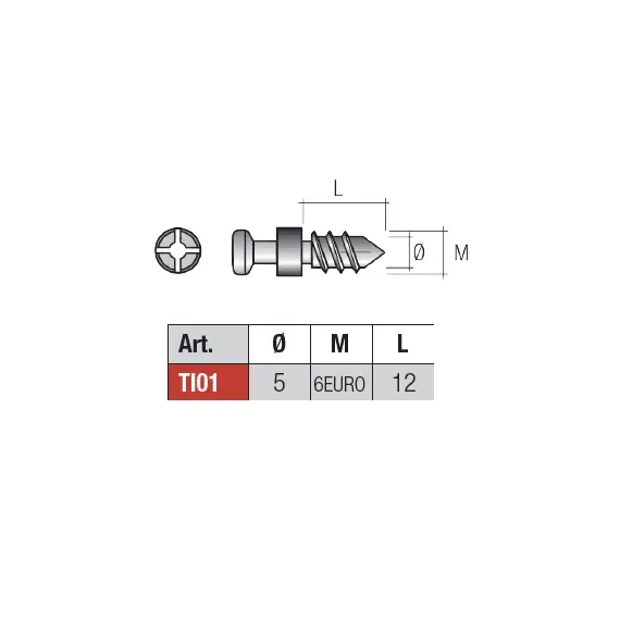 Дюбель d5х12 мм M6euro, цинк арт.TI01FZ - 2