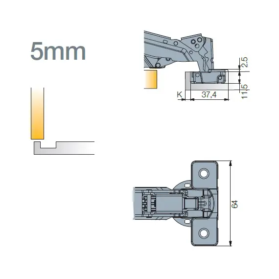 Петля T-type-i 170/45/5 мм арт.701-0FT0-054-00 - 4