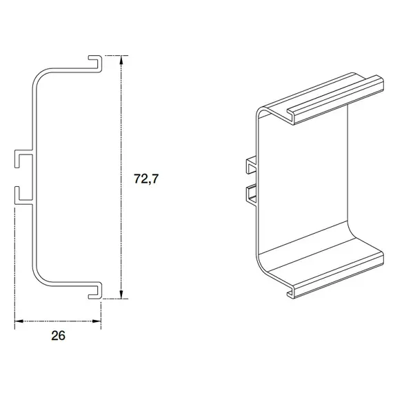 Профиль горизонтальный П-образный Gola арт.70.1004.803.00.410 - 2