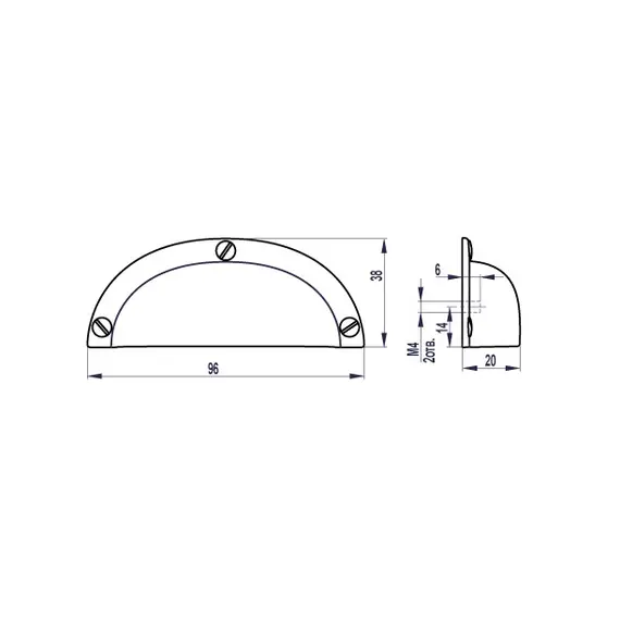 Ручка ракушка для мебели Валмакс FM-117 064, 64 мм, золото - 2