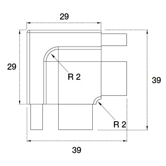 Уголок (алюм.) внутр. 90 гр для профиля горизонтального Г-образного Gola арт.70.101.5IZ.57.001 - 1