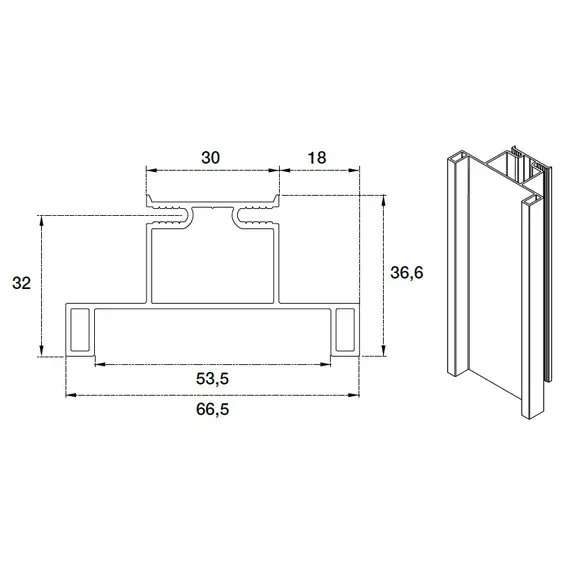 Профиль вертикальный средний Gola R=0 арт.70.1036.801.00.450 - 1