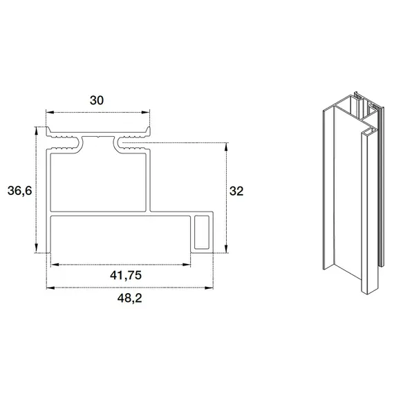 Профиль вертикальный боковой Gola R=0 арт.70.1037.111.00.450 - 1
