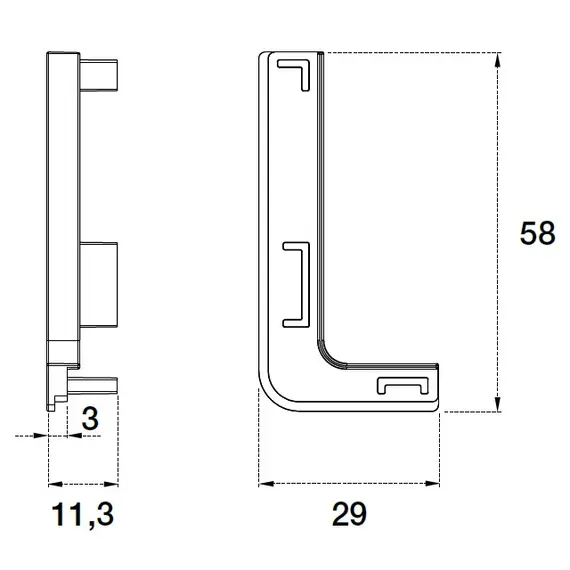 Комплект заглушек (лев.+пр.) открытых (пласт.) для профиля горизонтального Г-образного Gola R=0 арт.70.104.300.111.100 - 1