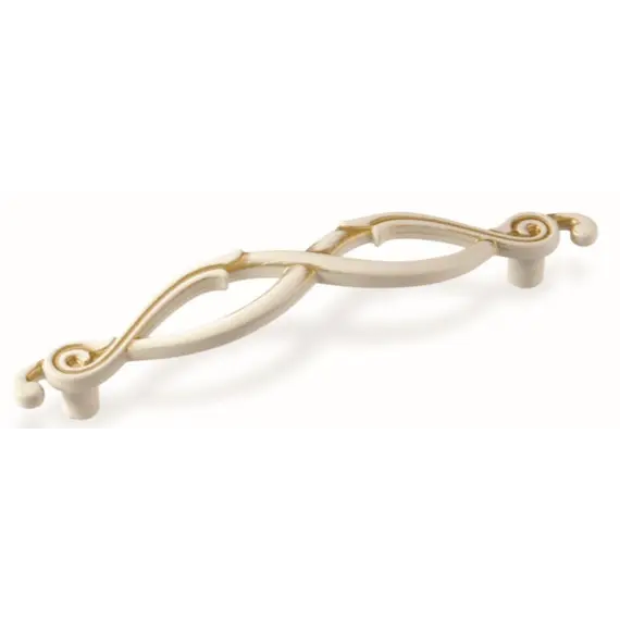 Ручка-скоба FS-186 096, 96 мм, золото прованс 1013 жемчужно-белый матовый Винт М4*22 - 2 ш - 2