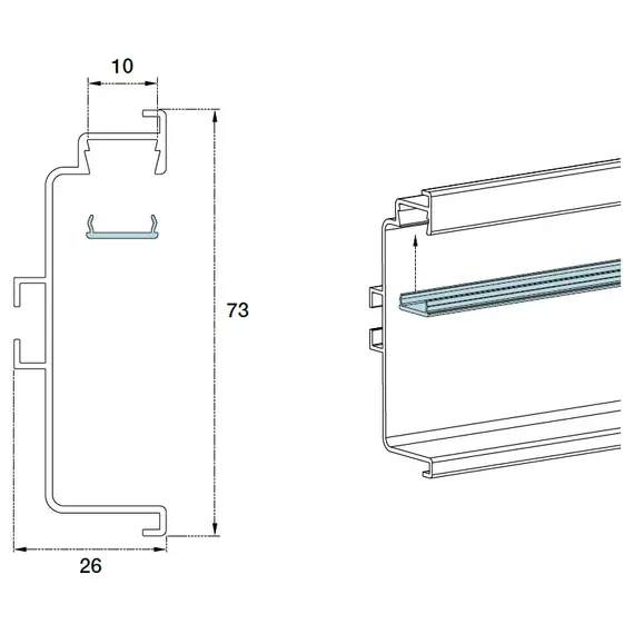 Профиль горизонтальный П-образный Gola LED арт.70.1023.801.00.410 - 2